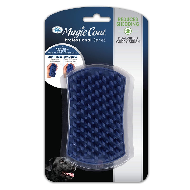Four Paws Magic Coat Professional Series Grooming Dual-Sided Silicone Wet or Dry Curry Deshedding Brush for Dogs, 1 Count - Image 1